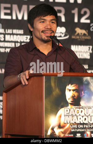 Manny Pacquiao indossa i boxer professionale Manny Pacquiao e Juan Manuel Marquez partecipare alla conferenza stampa per il loro mondo Welterweight Championship lotta al faro di Moli Chelsea New York City, Stati Uniti d'America - 06.09.11 Foto Stock