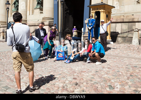 I turisti a Stoccolma il Palazzo Reale di Svezia. Foto Stock