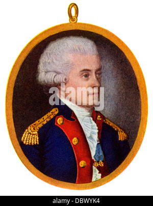 John Paul Jones in uniforme militare. Colorate a mano riproduzione dei mezzitoni di un Accademia navale ritratto Foto Stock