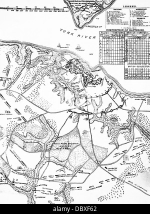 1700s 1770s 1781 Mappa di Hampton Roads mostra tirocini durante l'ASSEDIO DI YORKTOWN Guerra di Indipendenza Americana Foto Stock