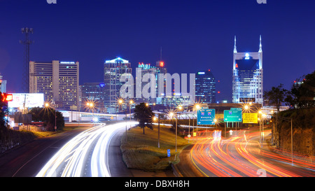 Skyline del centro di Nashville, Tennessee, Stati Uniti d'America. Foto Stock