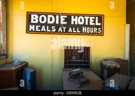 L'Hotel Bodie office, Bodie State Historic Park, California USA Foto Stock