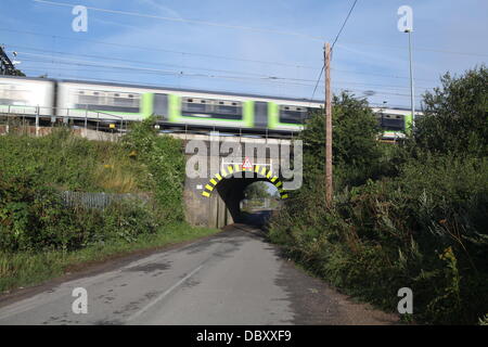 Ledburn, UK. 6 agosto 2013, il treno del rapinatore, Ponte Ledburn, Bucks, Regno Unito. Il sito del grande treno rapina del 8 agosto 1963 dove un Royal Mail treno è stato svuotato di £ 2,6 milioni da quindici membri di Bruce Reynolds di pista Credit: stili di Neville/Alamy Live News Foto Stock