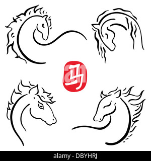 Vettore 2014 cavalli collezione. Foto Stock