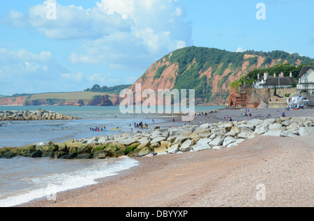 Sidmouth, Devon, spiaggia scena Foto Stock