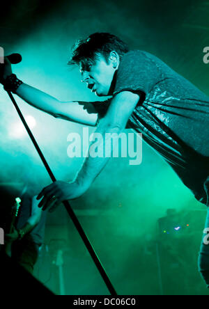 Gary Numan eseguendo la sua ultima notte di 'Dead figlio crescita' U.K. tour presso il Liverpool O2 Academy. Liverpool, in Inghilterra - 21.09.11 Foto Stock