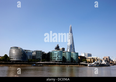 Più luogo di Londra city hall HMS Belfast e la shard fiume Tamigi southwark Londra Inghilterra REGNO UNITO Foto Stock