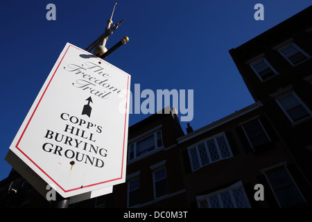 Segno sulla Freedom Trail nel North End quartiere di Boston, Massachusetts Foto Stock