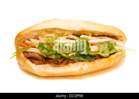 Un vietnamita Sandwich di maiale su un panino con il coriandolo