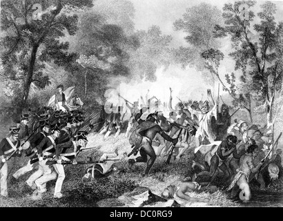 1800s 1810s TECUMSEH DI GUERRA LA BATTAGLIA DI TIPPECANOE NOVMBER 6 1811 GENERAL WILLIAM HENRY HARRISON ROUTING gli indiani Foto Stock