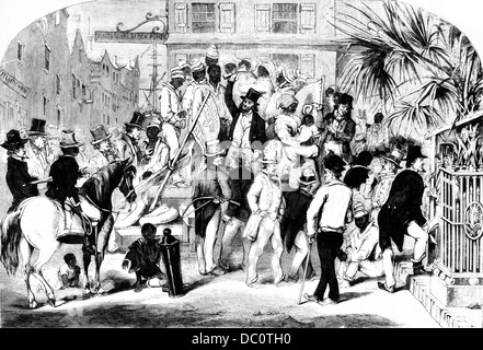 1700s 1850s 1856 SCHIZZO DI SLAVE IN VENDITA IN CHARLESTON South Carolina disegno da Eyre Crowe Foto Stock