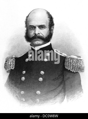 1800s 1860 ritratto Ambrose Burnside Unione generale esercito GUERRA CIVILE AMERICANA ispirata parola basette Foto Stock