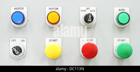 Commutazione industriale pulsante del pannello di controllo Foto Stock