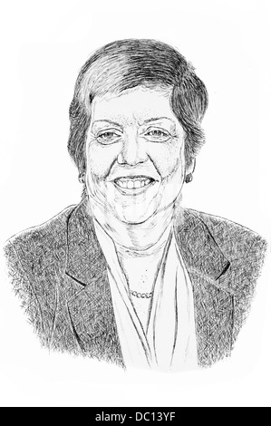 Illustrazione di Janet Napolitano, presidente dell'Università della California Foto Stock