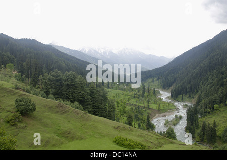 Fiume Lidder sul modo di Pahalgam, Jammu e Kashmir in India. Foto Stock