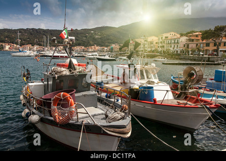 Barche da pesca in Marciana Marina, Isola d'Elba, Italia Foto Stock