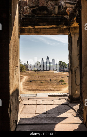 Vista di Angkor Wat, Siem Reap, Cambogia Foto Stock