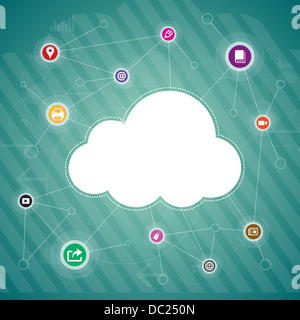 Vettore sfondo copyspace illustrazione del cloud e il concetto di app. Foto Stock