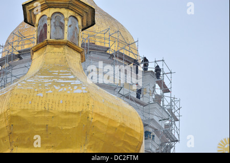 I lavori di ristrutturazione a Pechersk Lavra Monastero, Kiev, Ucraina Foto Stock