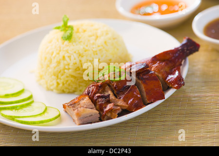 Anatra arrosto riso, popolari piatti asiatici a Singapore Foto Stock