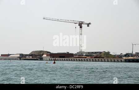 Diga chiamato Progetto MOSE nel mare Adriatico vicino a Venezia 11 Foto Stock