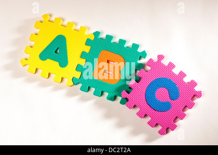 Lettere in schiuma interbloccanti: ABC Foto Stock