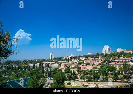 Paesaggio di Mishkenot Sheananim, il primo quartiere ebraico al di fuori delle mura di Gerusalemme Foto Stock