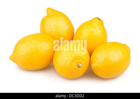 Limoni gruppo su sfondo bianco Foto Stock