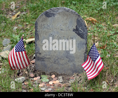 Paul Revere tomba di granaio di seppellimento di massa, Boston, Massachusetts, STATI UNITI D'AMERICA Foto Stock