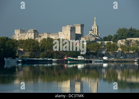 PALAIS DES PAPES AVIGNON fiume Rodano Vaucluse Francia Foto Stock