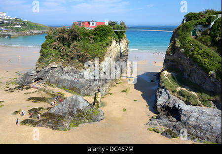 L'isola e casa su Towan Beach in Newquay, Cornwall, Regno Unito Foto Stock