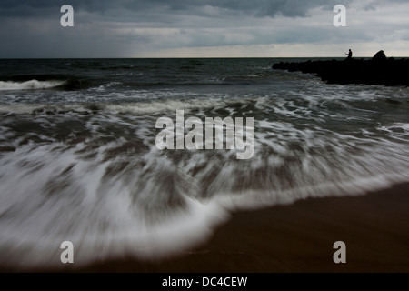 Praia mansa Beach a riva città di Matinhos, Caiobá, dello stato del Paraná, Brasile del Sud Foto Stock