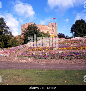 Castello di Tamworth e i giardini del castello, il Tamworth, Staffordshire, Regno Unito, Europa occidentale. Foto Stock