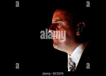 Parlamento europeo alle elezioni nel nord-ovest risultati notte a Manchester Town Hall. Nick Grffin Foto Stock