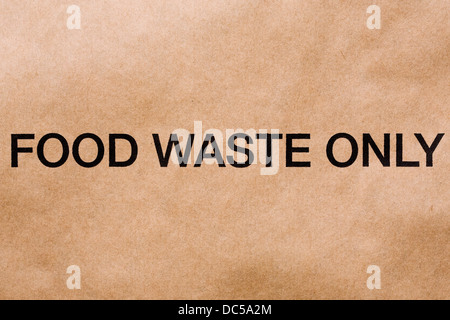 I rifiuti alimentari logo su un sacchetto di carta. Foto Stock