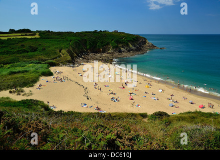 Saussaye spiaggia in estate, punto Moulière, vicino a Cancale (Brittany, Francia). Foto Stock