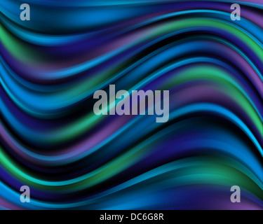 Abstract blu, verde e viola le linee ondulate Foto Stock