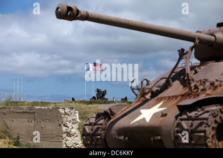 Utah Museum a Utah Beach, Normandia Francia. Sherman serbatoio in primo piano. Foto Stock