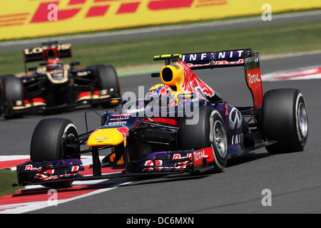 Mark Webber e Red Bull Racing, 2013 F1 GP di Gran Bretagna, a Silverstone. Foto Stock