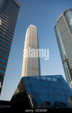 Vista di ifc 2 e il nuovo exchange square edificio in costruzione nel centro di Hong kong Foto Stock