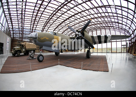 Bombardiere con D-Day marcature, esposte presso il Museo a Utah Beach, Normandia sbarchi in Francia, Operation Overlord, D-Day. Foto Stock