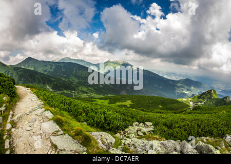 Vista panoramica sulle cime dal percorso Foto Stock