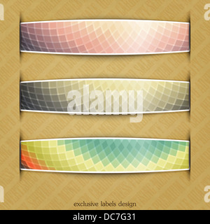 Nuovo set di stile vintage etichette colorate con ornamento può utilizzare come elementi di design moderno Foto Stock