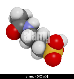 Acamprosate alcolismo farmaco di trattamento, struttura chimica. Gli atomi sono rappresentati come sfere convenzionale con codifica a colori Foto Stock