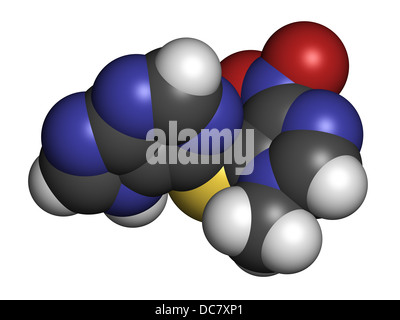 Azathioprine farmaco immunosoppressore, struttura chimica. Usato per prevenire il rigetto di trapianto e per il trattamento di una malattia autoimmune Foto Stock