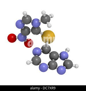 Azathioprine farmaco immunosoppressore, struttura chimica. Usato per prevenire il rigetto di trapianto e per il trattamento di una malattia autoimmune Foto Stock