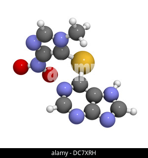 Azathioprine farmaco immunosoppressore, struttura chimica. Usato per prevenire il rigetto di trapianto e per il trattamento di una malattia autoimmune Foto Stock