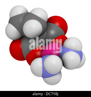 Carboplatino chemioterapia cancro farmaco, struttura chimica. Gli atomi sono rappresentati come sfere convenzionale con codifica a colori Foto Stock