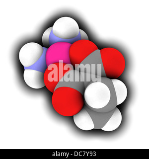 Carboplatino chemioterapia cancro farmaco, struttura chimica. Gli atomi sono rappresentati come sfere convenzionale con codifica a colori Foto Stock