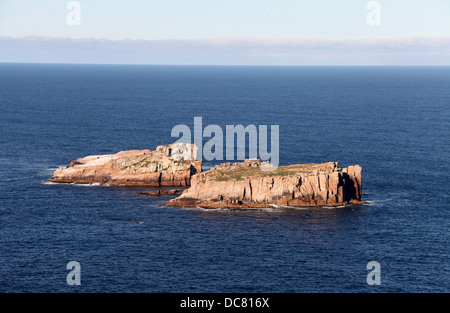 Gli isolotti di granito chiamati le pepite che si trovano al largo di Capo Tourville vicino alla Penisola di Freycinet sulla costa est della Tasmania Foto Stock